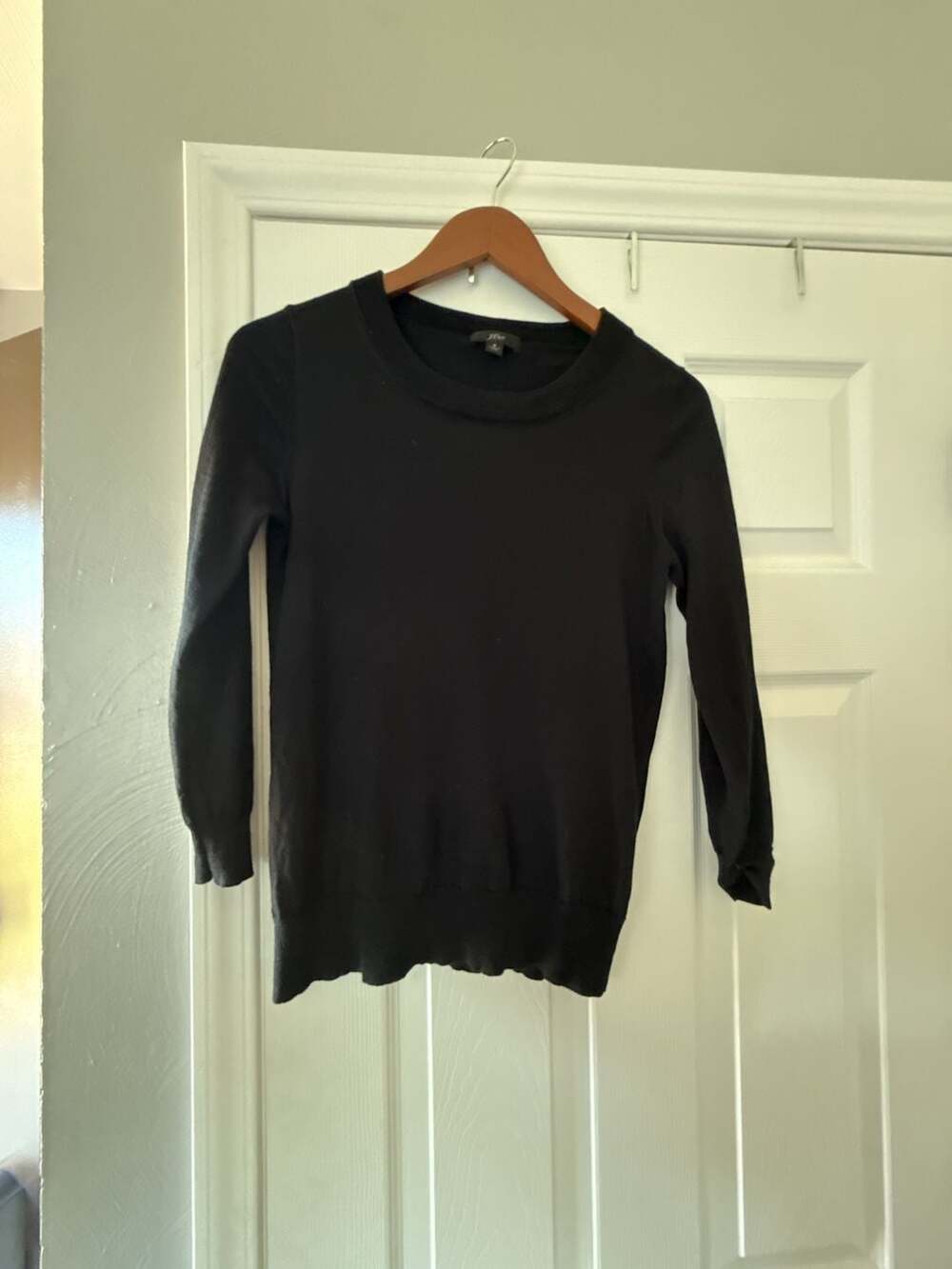 J. Crew Merino Wool Black Long Sleeve Crewneck Sweater